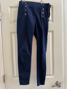 White House Black Market Navy Button-Front Skinny Jeans